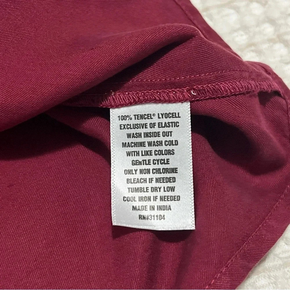 Crown Ivy Peasant Blouse Women’s XXL Red Cranberry Peasant Long Sleeve Button - Picture 13 of 14